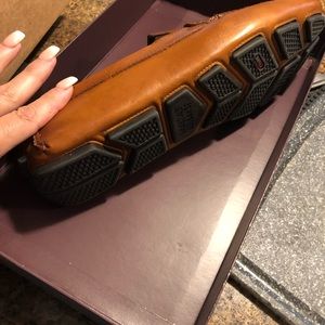 Mens wearhouse Johnston and Johnston brown leather slip on shoes new in box 11.5